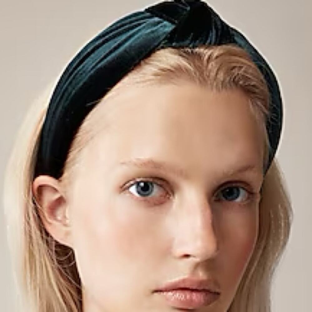 J. Crew Velvet Knotted Headband in Dark Green